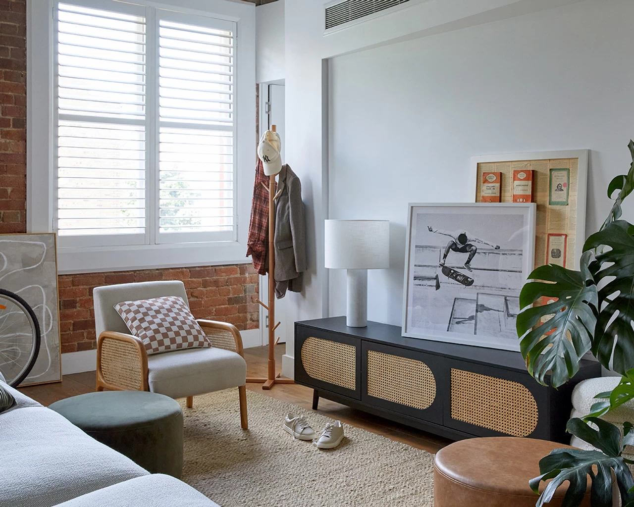 Faux Leather Ottoman - Large - Tan - Image 3