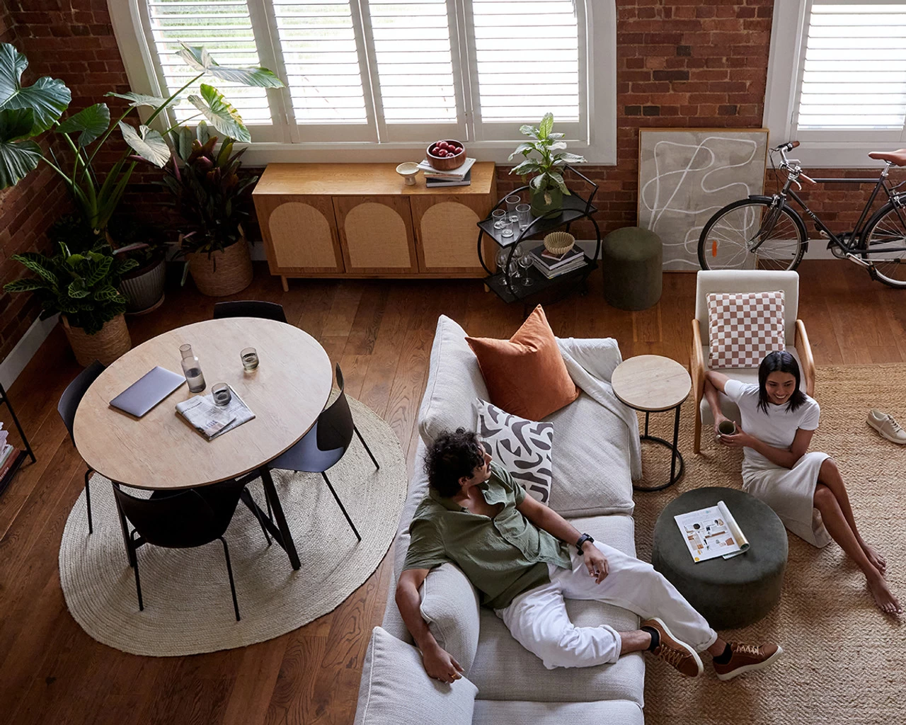 Velvet Ottoman - Large - Olive Green - Image 3