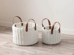 Ari Braided Basket With Handles - Set Of 2 - Medium/Large - White