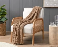 Brennan Knit Throw Rug - Latte