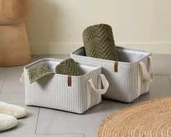 Hamptons Stripe Storage Baskets - Set Of 2