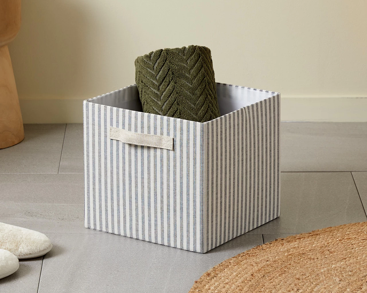 Hamptons Stripe Cube Basket - Image 3