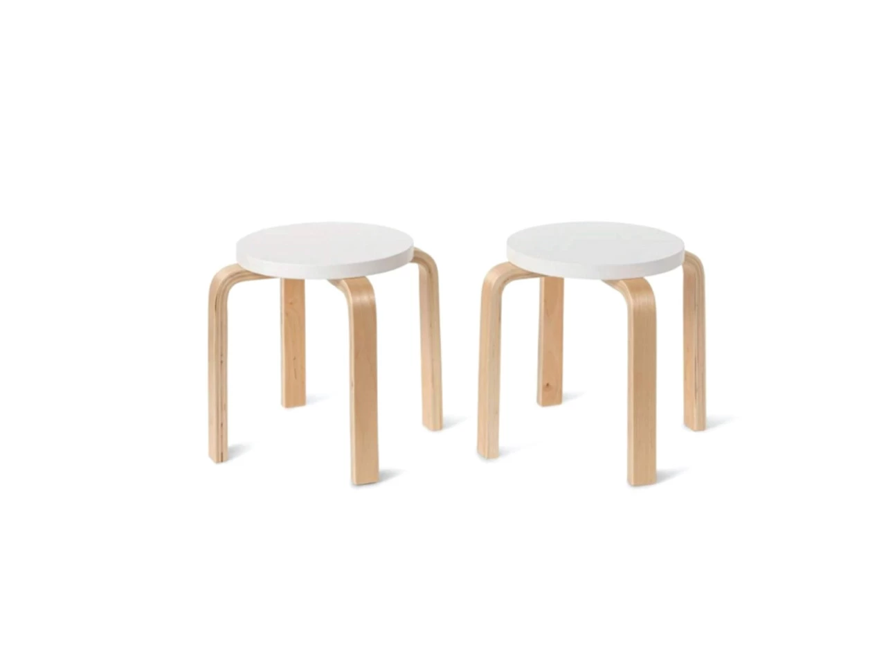 Hudson Kids Stool - Set Of 2 - White/Natural - Image 2