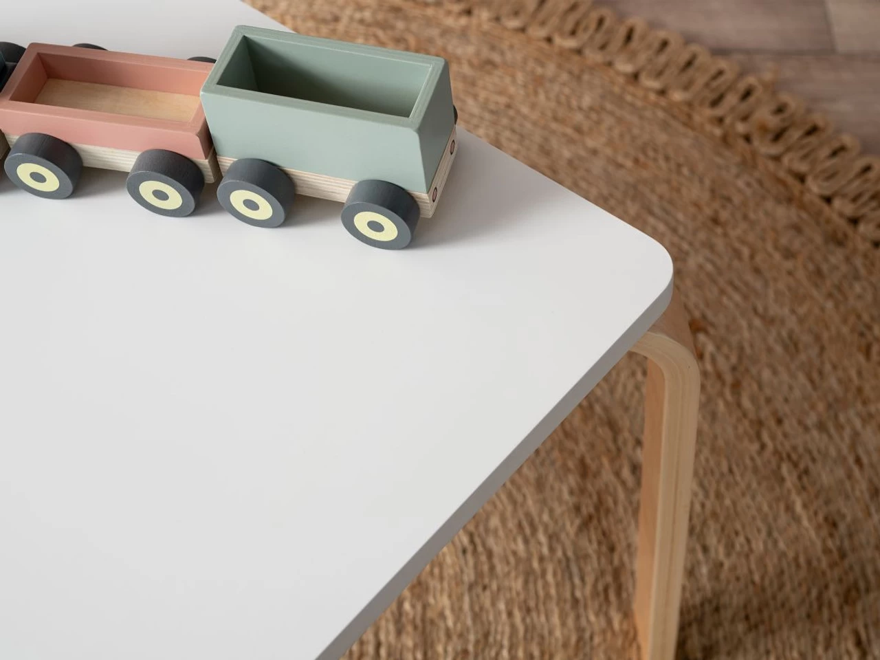 Hudson Kids Rectangular Table - White/Natural - Image 5