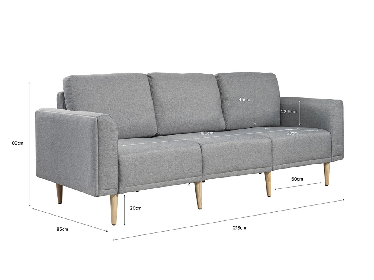Ashford 3 Seater Sofa - Grey - Image 2