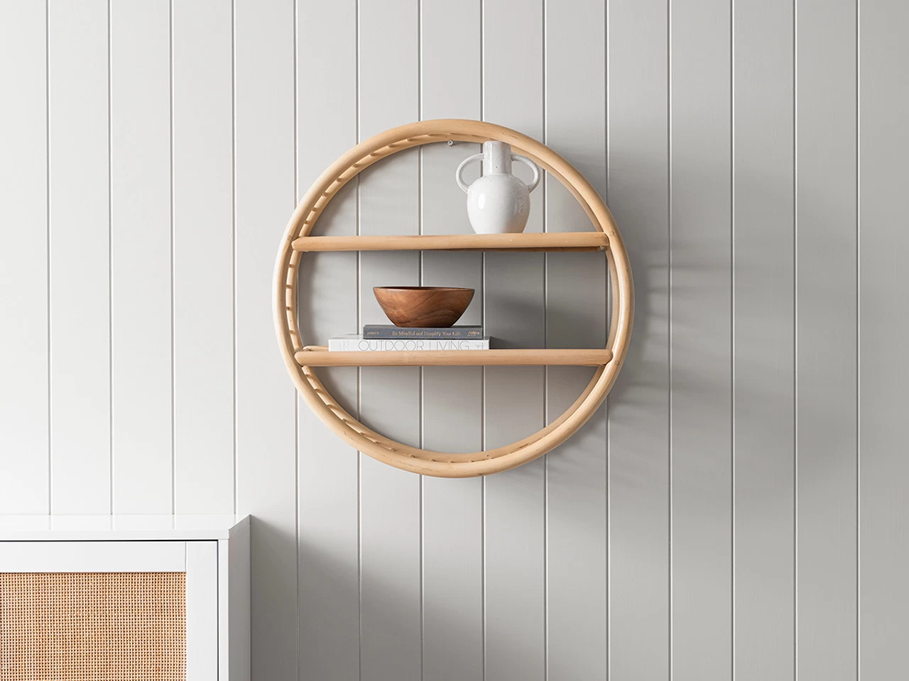 Marvin Rattan Round Wall Shelf - CLEARANCE - Image 3