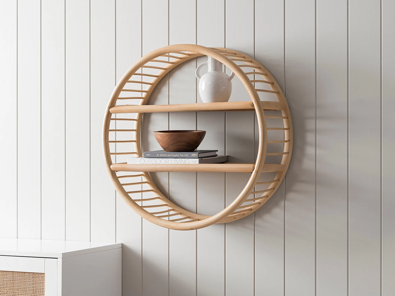Marvin Rattan Round Wall Shelf - CLEARANCE