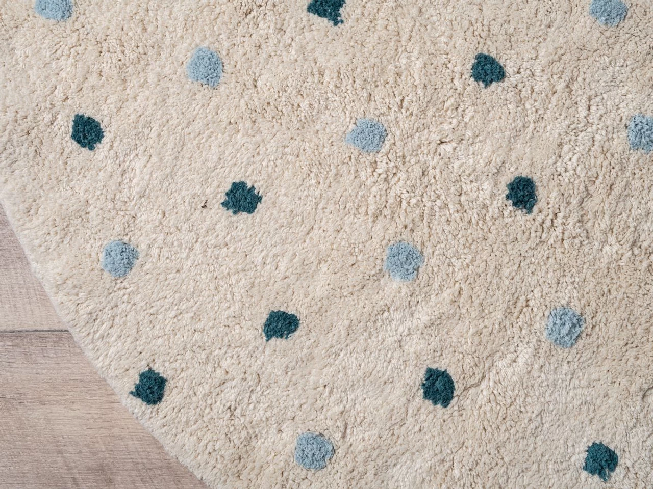 Addy Round Spot Rug - Cream/Blue - Image 3