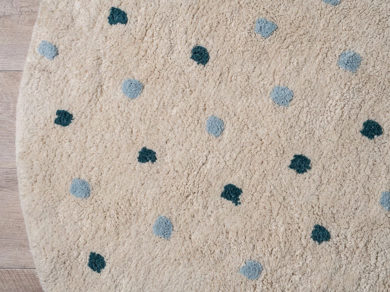 Addy Round Spot Rug - Cream/Blue - Image 4