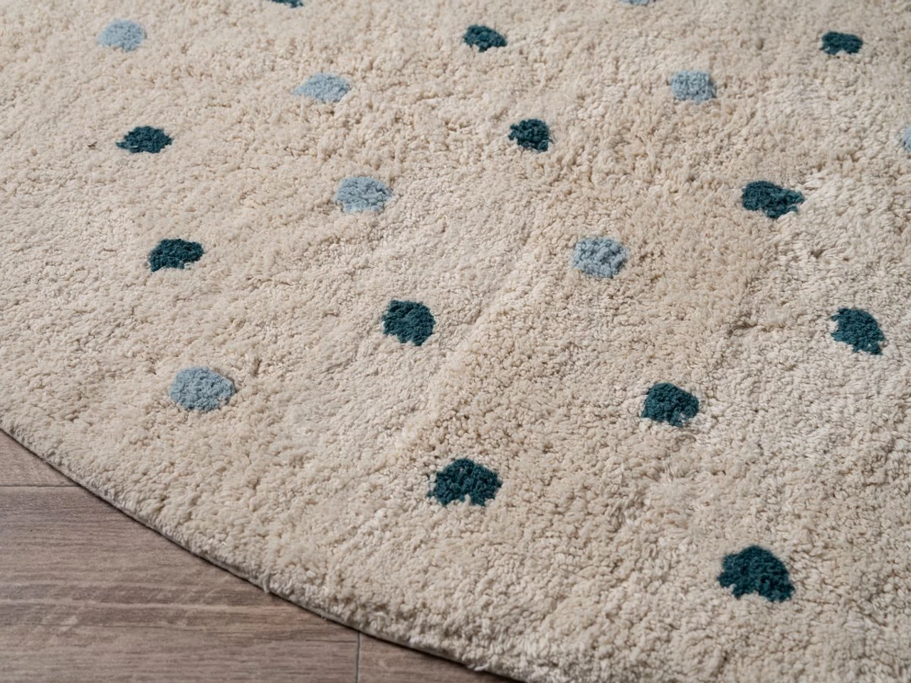 Addy Round Spot Rug - Cream/Blue - Image 6
