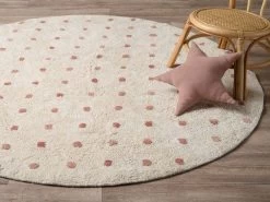 Addy Round Spot Rug - Cream/Pink