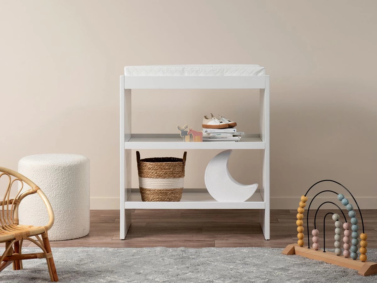 Alexandria Rattan Change Table - White - CLEARANCE