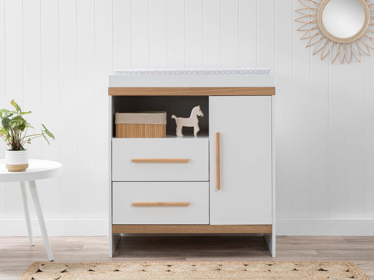 Alta Change Table - White/Natural - CLEARANCE