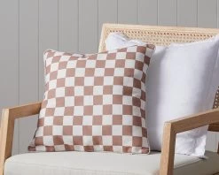 Mocka Check Cushion - Rose Tan