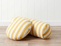 Eva Linen Blend Thick Stripe Round Cushion - Marigold - CLEARANCE