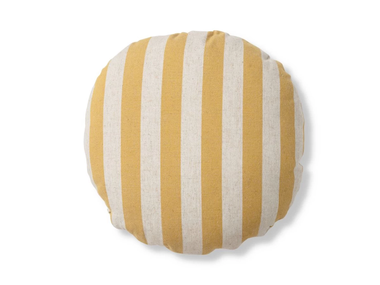 Eva Linen Blend Thick Stripe Round Cushion - Marigold - CLEARANCE - Image 2