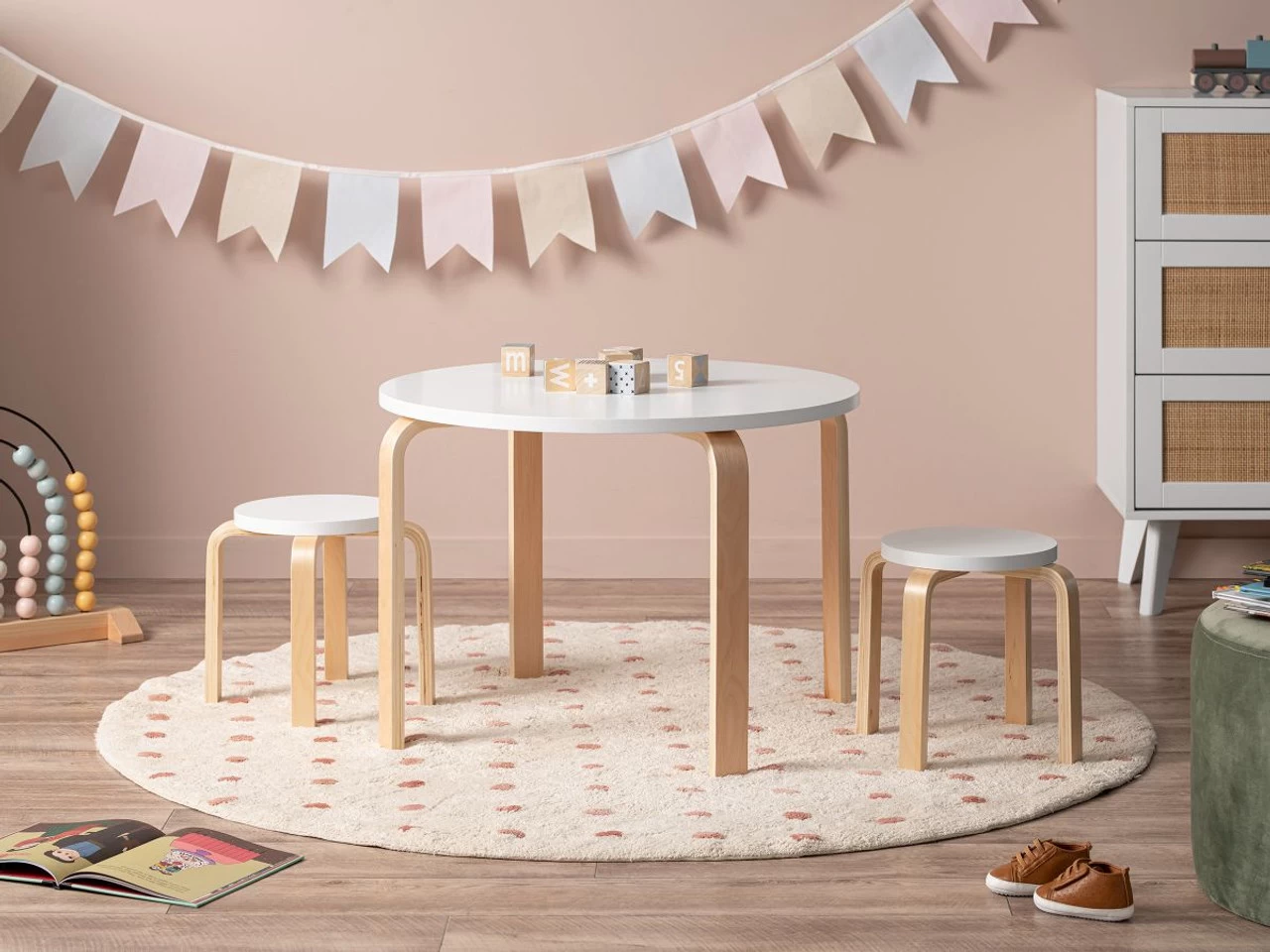 Hudson Kids Round Table - White/Natural - Image 2