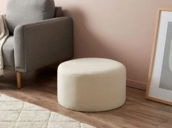 Linen Look Ottoman - Large - Natural