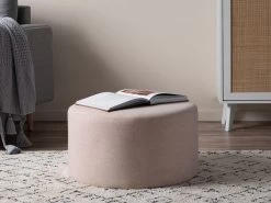 Linen Look Ottoman - Large - Blush Pink
