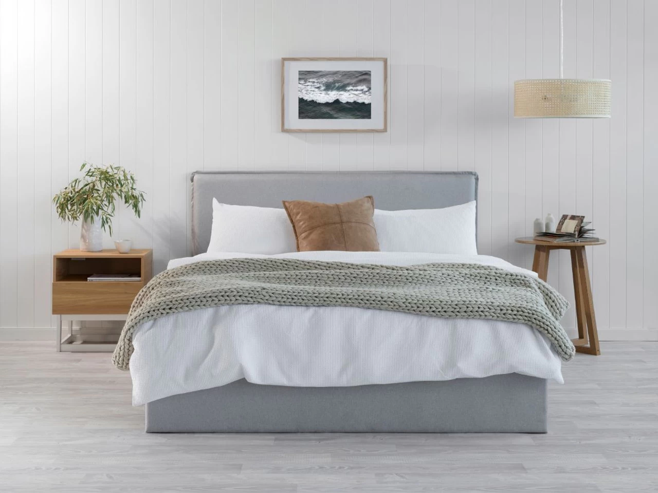 Peyton Queen Bed - Light Grey