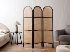 Southport Rattan Screen Divider - Black - CLEARANCE