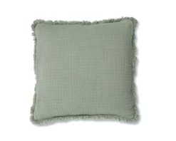 Molly Fringed Cotton Euro Cushion - Khaki Green