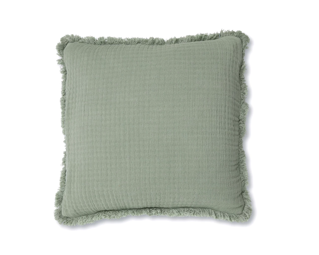 Molly Fringed Cotton Euro Cushion - Khaki Green