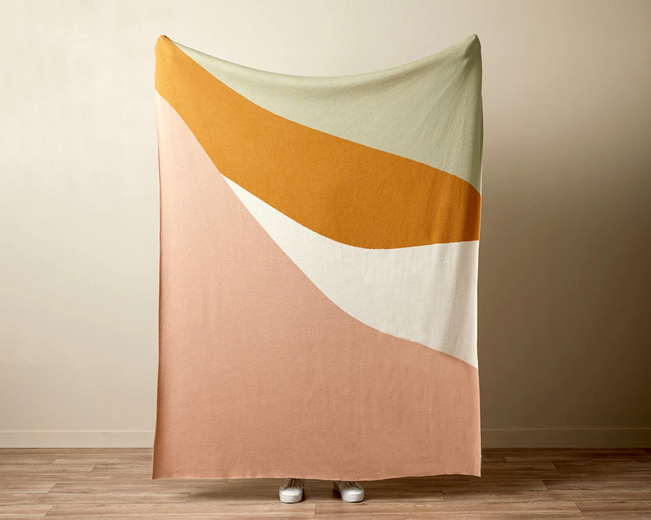 Myla Abstract Knit Throw - Sage/Pink - CLEARANCE - Image 2