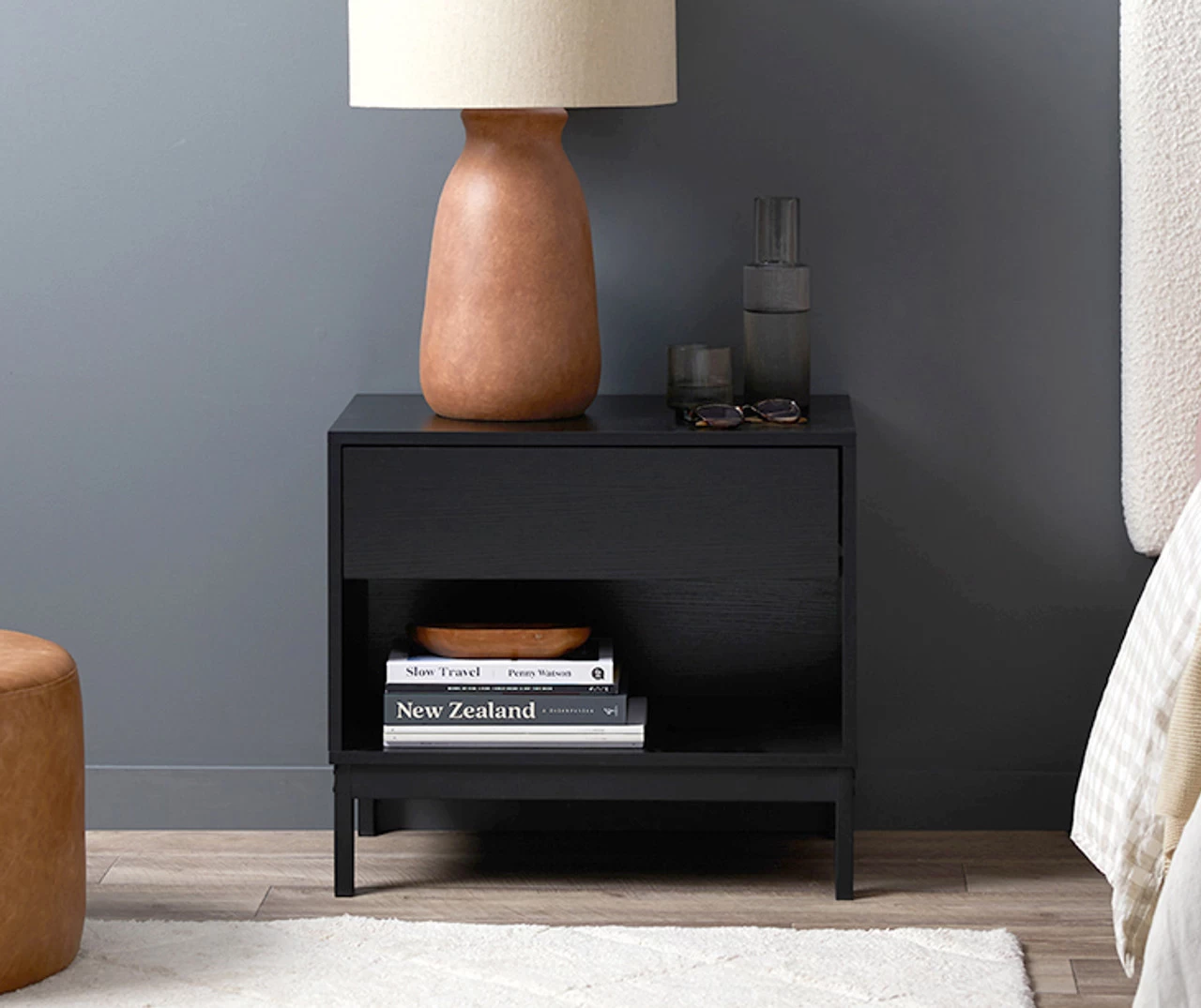 Zander Bedside Table - Black