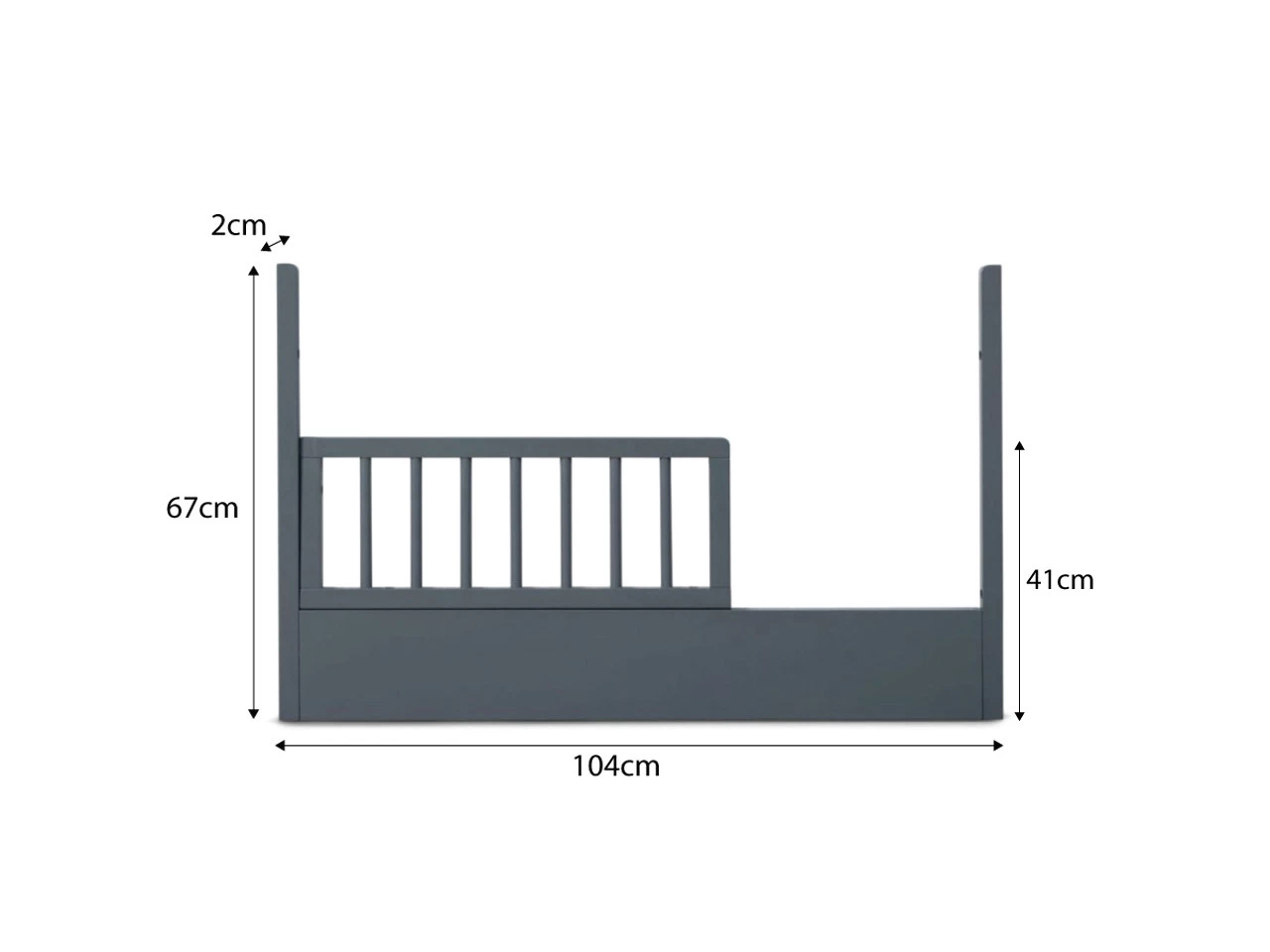 Orlando Cot Toddler Bed Half Frame - Charcoal - Image 6