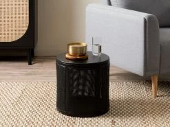 Rattan Storage Ottoman - Black - CLEARANCE