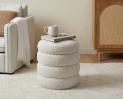 Boucle Sculptural Ottoman - Small - Cream