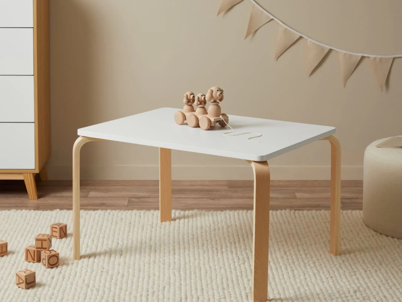 Hudson Kids Rectangular Table - White/Natural