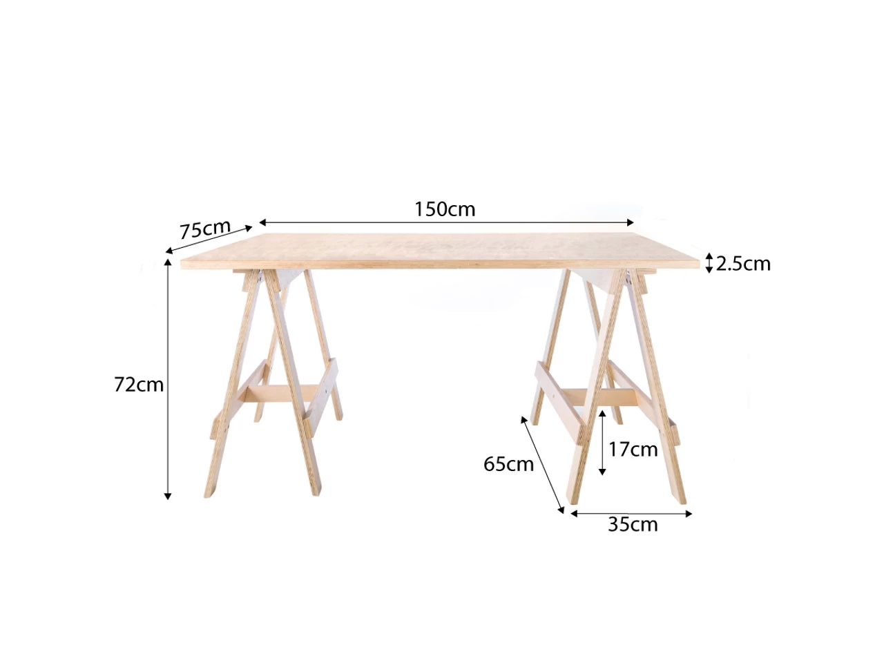 Trestle Desk - Natural Top/Natural Legs - Image 5