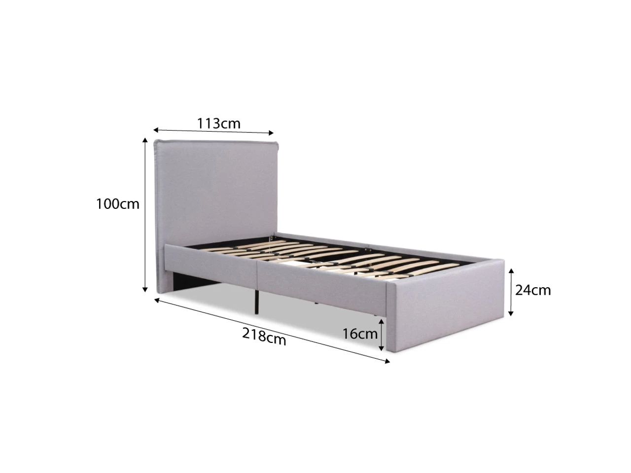 Peyton King Single Bed - Light Grey - Image 6