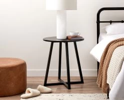 Zander Round Side Table - Black