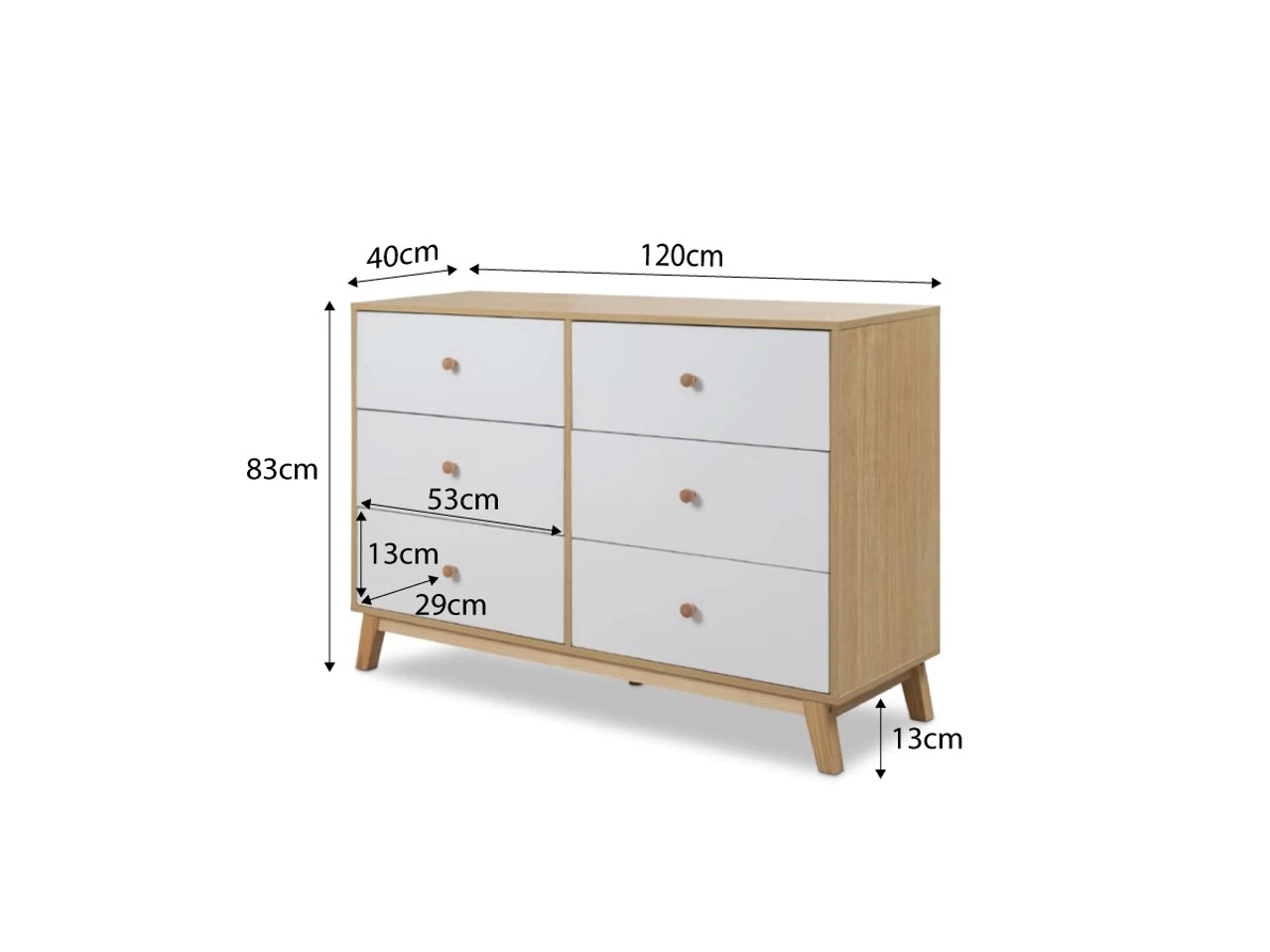 Aspen Six Drawer - White/Natural - Image 6