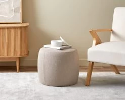 Smooth Boucle Ottoman - Small - Hazelnut