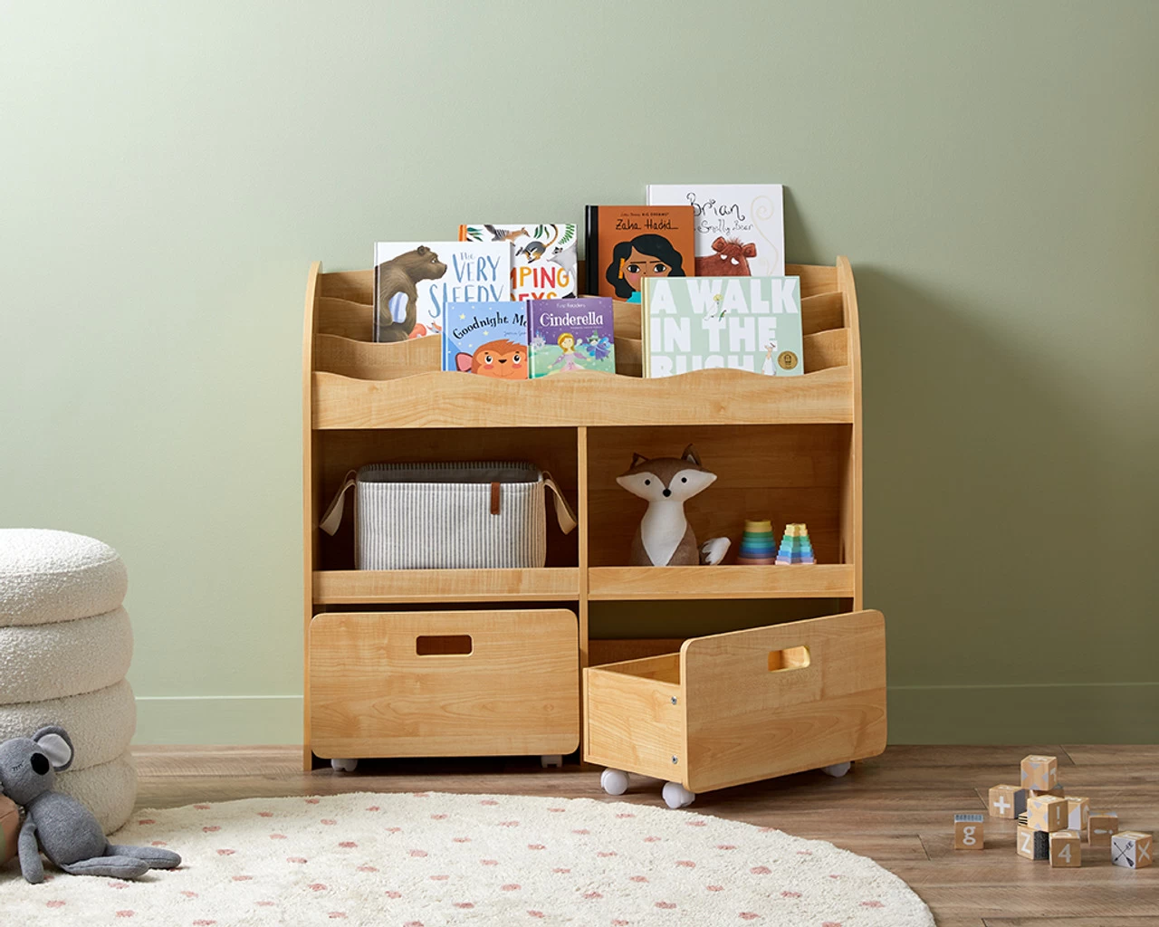Theo Kids Bookshelf & Toy Drawer Organiser - Image 3