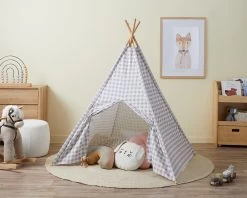 Henley Teepee - Grey Gingham