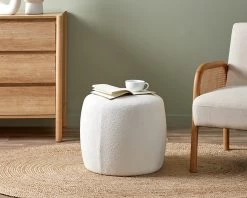 Smooth Boucle Ottoman - Small - Cream