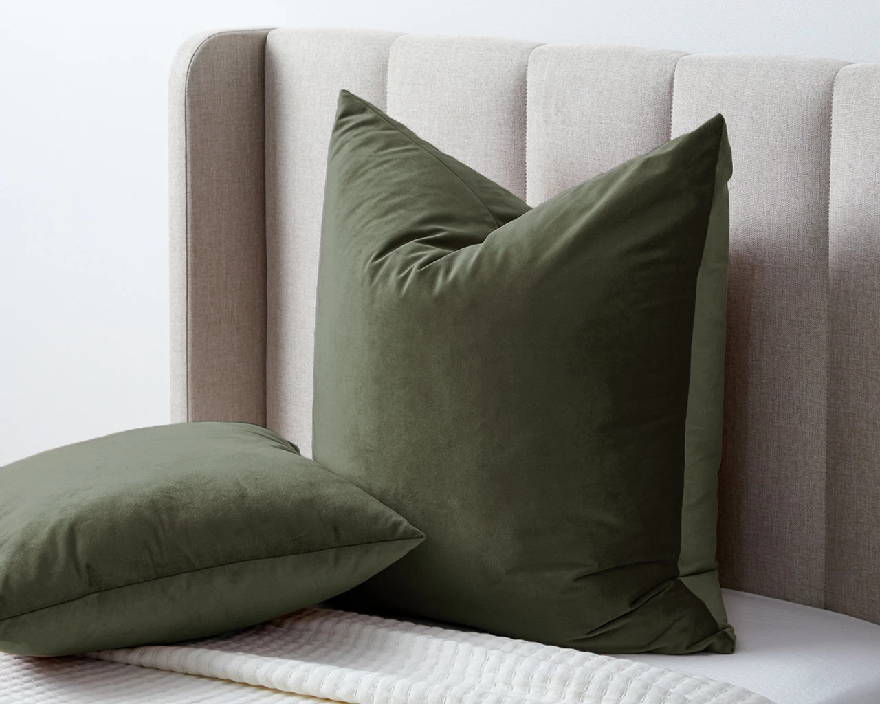 Velvet Euro Cushion Cover - Olive