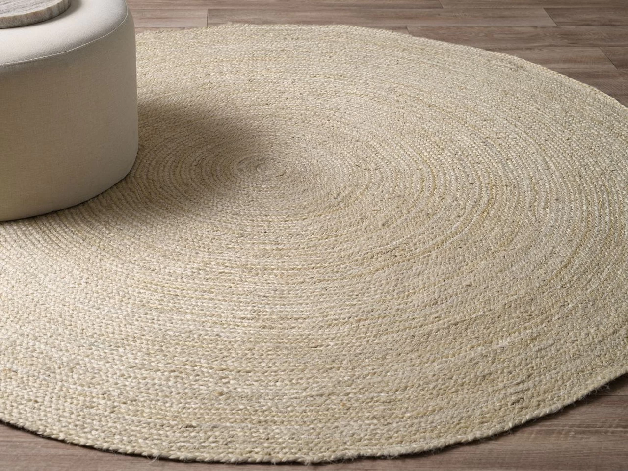 Round White Jute Rug - Large